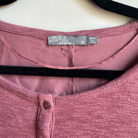 Prana Hensley Henley Cotton Tencel Blouse Long Sleeve Top on Brandy size M - Picture 4 of 7